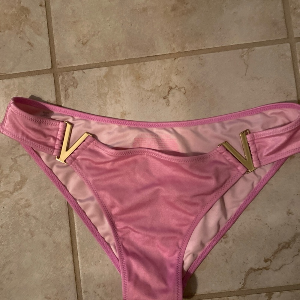 Victorias Secret V Harware Pink Bikini Bottom with Gold Accents